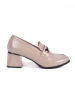 Beige Heeled Loafers