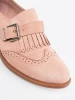 Pink suede flat loafers