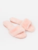 Klapki z futerkiem – pudrowy róż