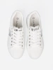 White Sneakers with Metallic Silver Accent