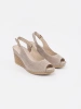 Beige cut-out wedge sandals