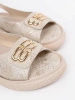 Flat sandals with taupe embellishment