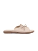 Light Beige Flat Mules with Bow