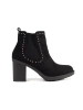 Black suede block-heeled ankle boots