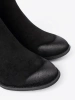 Black Suede Ankle Boots on High Column Heel, Lined