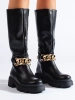 Eco Leather Boots with Chain Detail