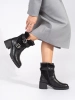 Black Heeled Ankle Boots with Buckle Detail