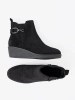 Black Suede Ankle Boots with Elastic Insert
