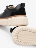 Black Leather Sneakers on Beige Platform by Sergio Leone