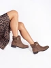 Beige Suede Ankle Boots with Decorative Strap