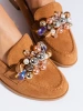 Chic Camel Loafers with Crystals