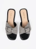 Black and white checkered slides with a buckle