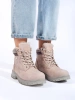 Warm Beige Lace-Up Boots