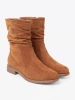 Caramel Ankle Boots with Ruched Upper