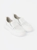 White cutwork women's platform loafers