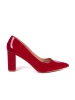 Chic Glossy Red Block Heel Pumps