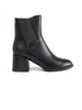 Black Block Heel Ankle Boots with Elastic Insert