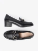 Black Women's Loafers with Elegant Buckle