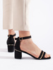 Black Suede Block Heel Sandals