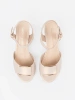 Women's block heel sandals with open back in light beige