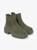 Green ankle boots with elastic inserts