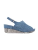 Blue Suede Wedge Sandals