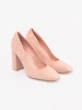 Light pink block-heeled pumps