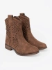 Openwork Brown Ankle Boots