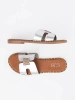 Silver flat sandals with cutouts