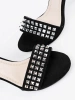 Black stiletto sandals with rhinestones