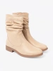 Comfortable Beige Ankle Boots with Ruching