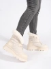 Cozy Beige Snow Boots with White Fur on Platform
