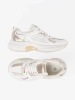 Białe sneakersy z beżowo-złotymi wstawkami