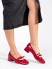 Glossy Red Low-Heel Court Shoes