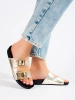 Gold sandals with decorative buckles