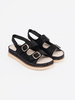 Black sandals with gold elements