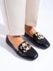 Chic Black Loafers with Gold Accent