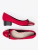 Red Pumps with Bow and Patent Toe Cap