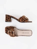Leopard print tweed block heel mules