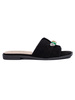 Black Slip-On Sandals with Sparkling Stones