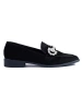 Chic Black Suede Loafers with Buckle