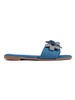 Denim Slide Sandals with Embellishment