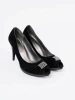 Open toe black pumps