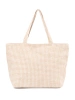 Beige and white checkered beach bag