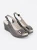 Gray women's wedge sandals