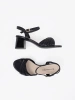 Black elegant low block heel sandals