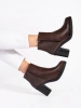 Chic Brown Heeled Ankle Boots with Zipper