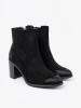 Black Suede Ankle Boots on High Column Heel, Lined