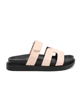 Beige Slippers with Velcro Strap