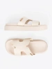 Light beige women's platform slides